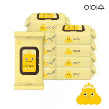 아이수 옐라잇 몬스터 엠보형 유아 물티슈 캡형 70매 10개