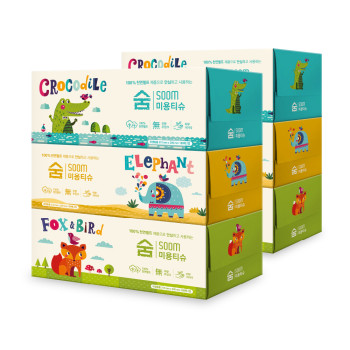 Soom 숨 안심 천연펄프 곽티슈 SOOM 숨 미용티슈 갑티슈 180매 6개